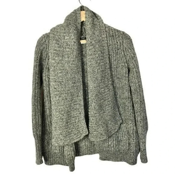 J. Crew Gray Chunky Knit Shawl Drape Long Sleeve Cardigan XS - Picture 1 of 3